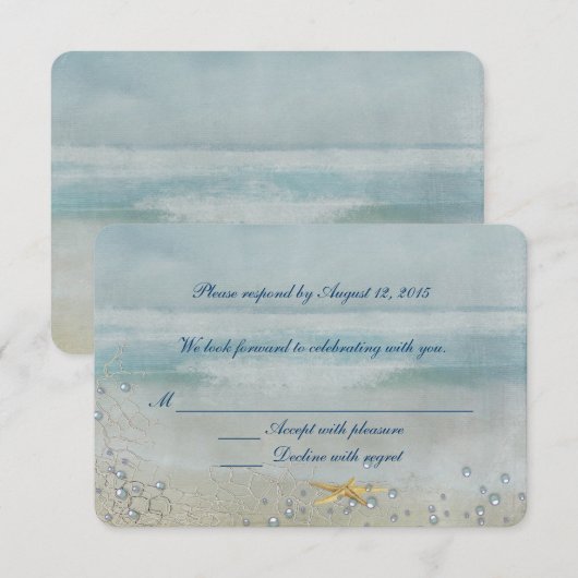 Trouw op het thema zee met sterappel RSVP (Voorkant / Achterkant)