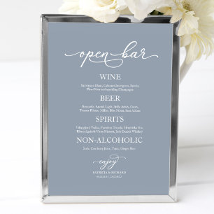 Trouw Open Bar Elegant Stof Blauw Bord Poster