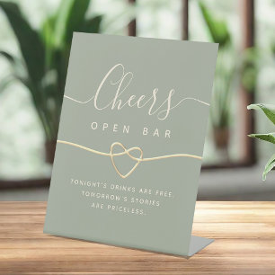 Trouw Open Bar Voetstuk Bord in Saliegroen Reclamebord Met Voetstuk