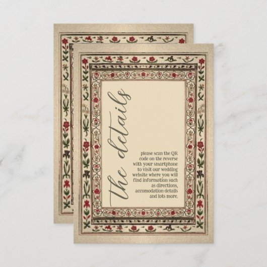 Trouw Oud Frame Etnisch Motief Informatiekaartje (Voorkant / Achterkant)