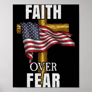 Trouw Over Angst Christelijk Kruis Amerikaanse Vla Poster