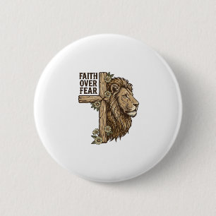 Trouw Over Angst Leeuw Kruis Vintage Christelijk T Ronde Button 5,7 Cm