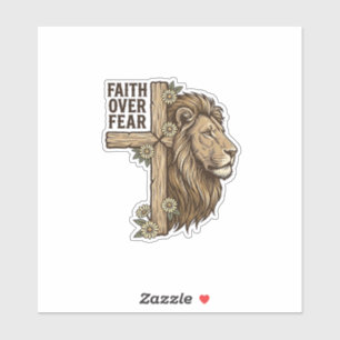 Trouw Over Angst Leeuw Kruis Vintage Christelijk T Sticker