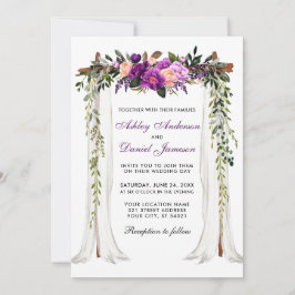 Trouw Overkapping Aquarel Paarse Bloemen Kaart