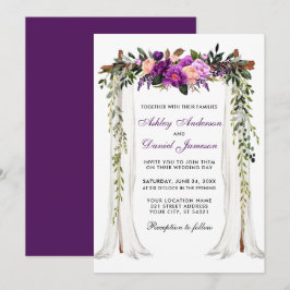Trouw Overkapping Aquarel Paarse Bloemen Kaart