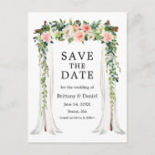 Trouw Overkapping Boog Aquarel Roze Witte Bloemen Aankondigingskaart (Voorkant)