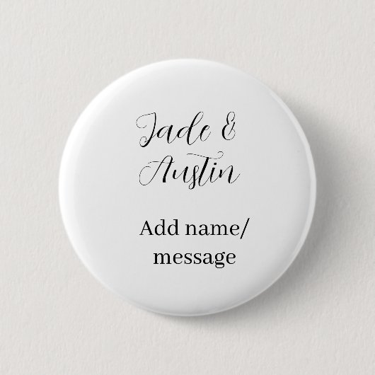 Trouw paar naam bericht datum romantisch elegant ronde button 5,7 cm (Voorkant)