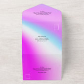 Trouw Paars Holografisch Modern Elegant All In One Uitnodiging (Buitenkant)