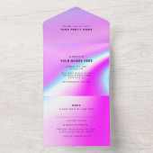 Trouw Paars Holografisch Modern Elegant All In One Uitnodiging (Binnen)