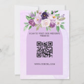 Trouw paarse violette bloemen boog QR-code website Save The Date (Achterkant)