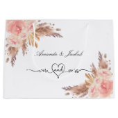 Trouw pampas gras blush roze bloem roos groot cadeauzakje (Voorkant)