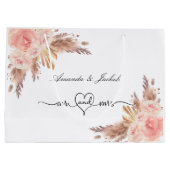 Trouw pampas gras blush roze bloem roos groot cadeauzakje (Achterkant)