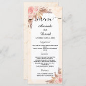 Trouw pampas gras roze goud bloemig marmer menu (Voorkant / Achterkant)