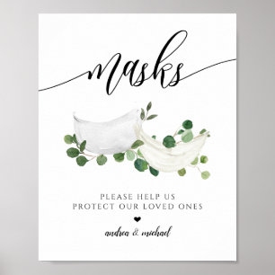 Trouw-PBM-maskers sociale afstand waterverf Poster