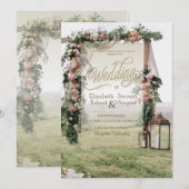 Trouw Pergola Lantaarn Rozen Bruiloft Kaart (Voorkant / Achterkant)