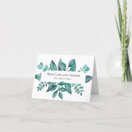 Trouw Persoonlijke Liefde en Dank Teal Groene Deco Bedankkaart