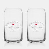 Trouw persoonlijke namen en stichtingsjaar met har blikvorm glas (Voorkant)