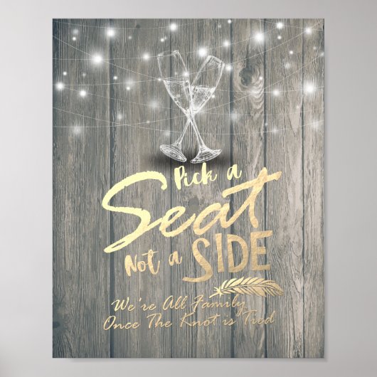 Trouw Pick A Seat Not A Side Champagne Glazen Poster (Voorkant)