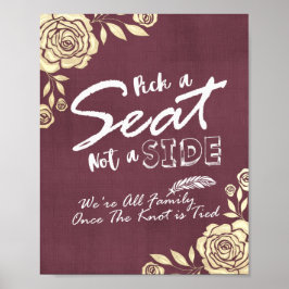Trouw Pick A Seat Not A Side Modern Gouden Rozen Poster
