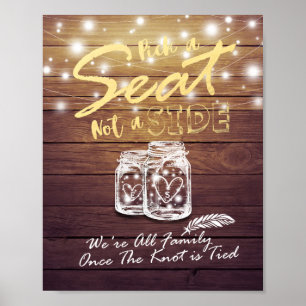 Trouw Pick een stoel niet een kant Mason Jar Licht Poster