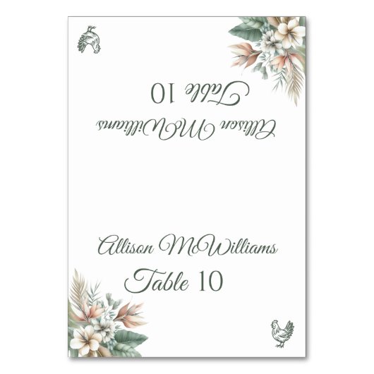 Trouw Plaats kaart-Tropische Elegantie-Pluimvee- Kaart (Voorkant)