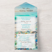 Trouw Pretty Ocean en Zee Glas All In One Uitnodiging (Binnen)