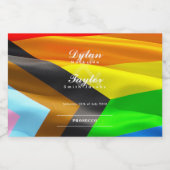 Trouw Pride Vlag Typografie Mini Sparkling Wijnetiket (Enkel label)