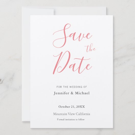 Trouw Professioneel Minimalistisch Eenvoudig Moder Save The Date (Voorkant)