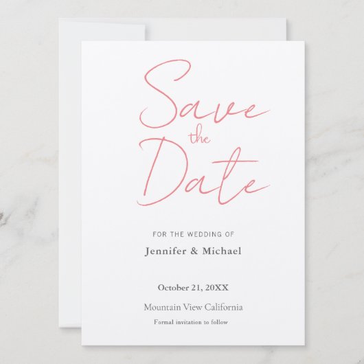Trouw Professioneel Minimalistisch Eenvoudig Moder Save The Date (Voorkant)
