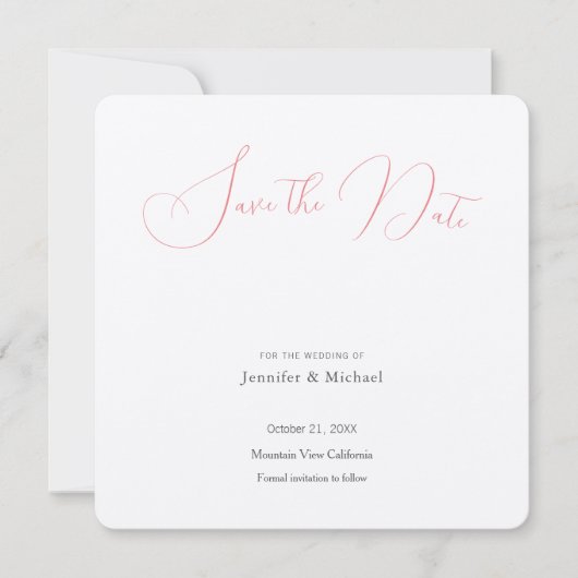 Trouw Professioneel Minimalistisch Eenvoudig Moder Save The Date (Voorkant)