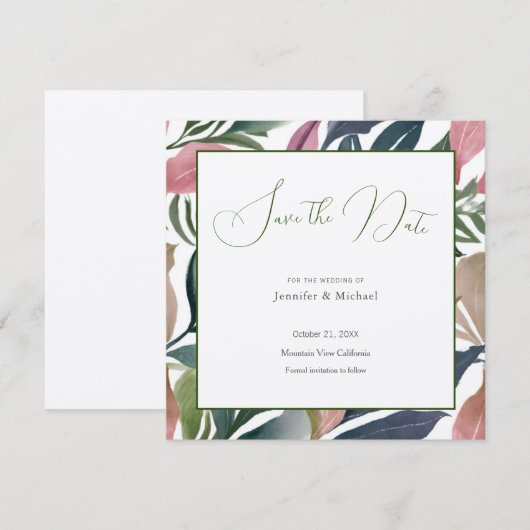 Trouw Professioneel Minimalistisch Leuke Bloem Save The Date (Voorkant / Achterkant)