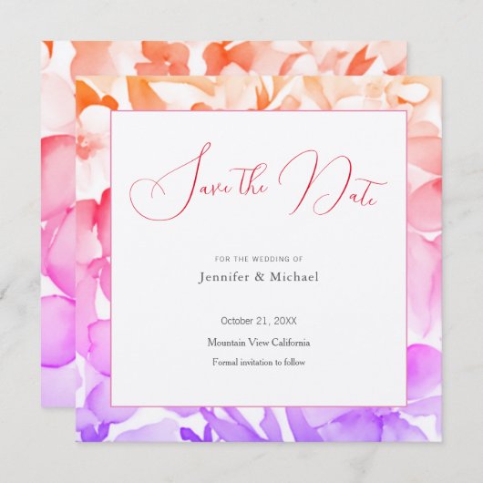 Trouw Professioneel Minimalistisch Leuke Bloem Save The Date (Voorkant / Achterkant)