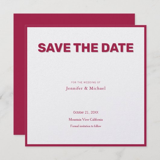 Trouw Professioneel Minimalistisch Roos Rood & Par Save The Date (Voorkant / Achterkant)