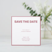 Trouw Professioneel Minimalistisch Roze Goud Kleur Save The Date (Staand voorkant)