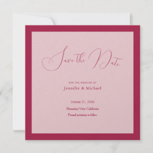Trouw Professioneel Minimalistisch Roze Rode Kleur Save The Date