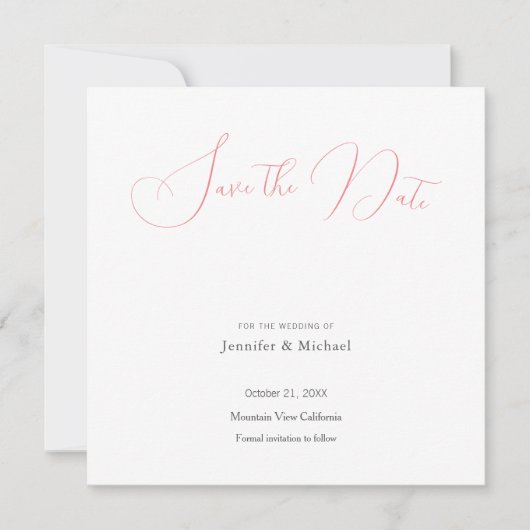 Trouw Professioneel Minimalistisch Schattig Bewaar Save The Date (Voorkant)