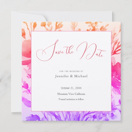 Trouw Professioneel Minimalistisch Schattig Bloemi Save The Date (Voorkant)