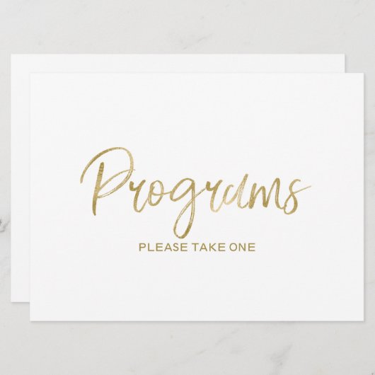 Trouw "Programma's" Bord | Stijlvolle Hand Goud Kaart (Voorkant / Achterkant)
