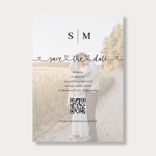 Trouw QR-code foto hart script Save The Date