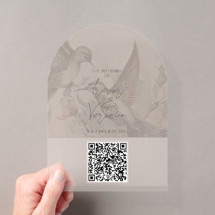 Trouw QR-code Kolibrie Uitnodiging