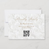 Trouw QR-code met bloemen RSVP Kaartje (Voorkant)