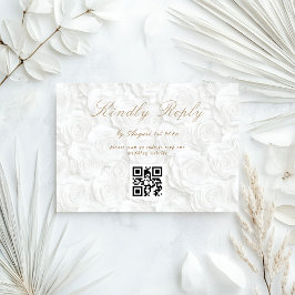 Trouw QR-code met bloemen RSVP Kaartje