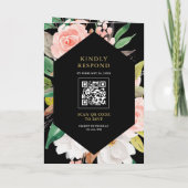 Trouw QR-code met roze bloem en ampersand zwart (Achterkant)