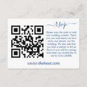 Trouw QR-code reactiekaart met marineblauw bloemmo Bedankkaart (Achterkant)