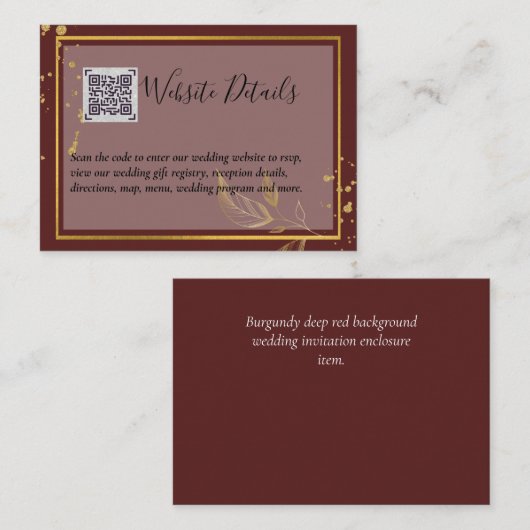 Trouw QR CODE RSVP CADOS DETAILS Website Visitekaartje (Voorkant / Achterkant)