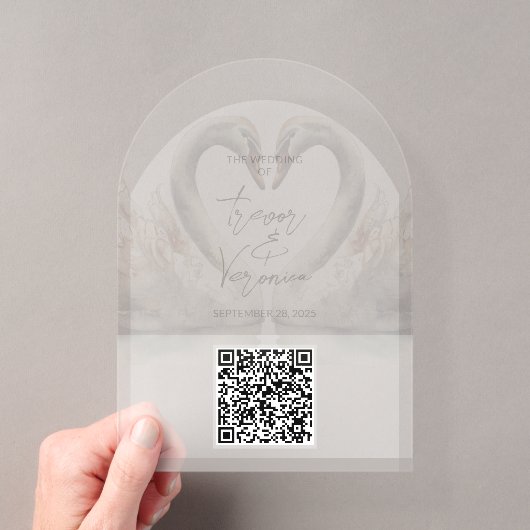 Trouw QR-code Zwaan Uitnodiging (Insitu (Draagbaar))