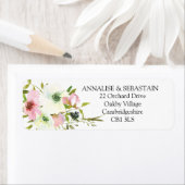 Trouw retouradres in roze en wit etiket (Insitu)