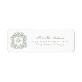 Trouw retouradres Monogram Crest Sagegroen Etiket (Voorkant)