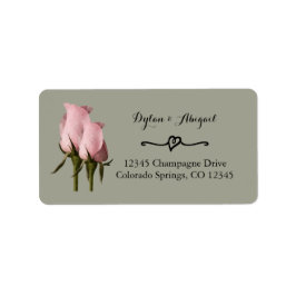 Trouw retouradres sticker met roze rozen in blos