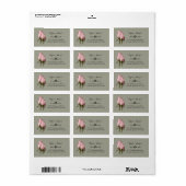 Trouw retouradres sticker met roze rozen in blos (Full Sheet)